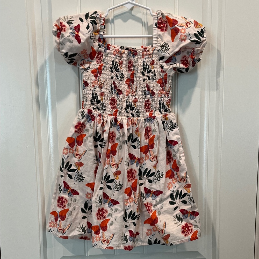 Gymboree White Dress with Red and Black Floral Butterfly Print